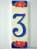 Numero civico ceramica con fiore nfp3